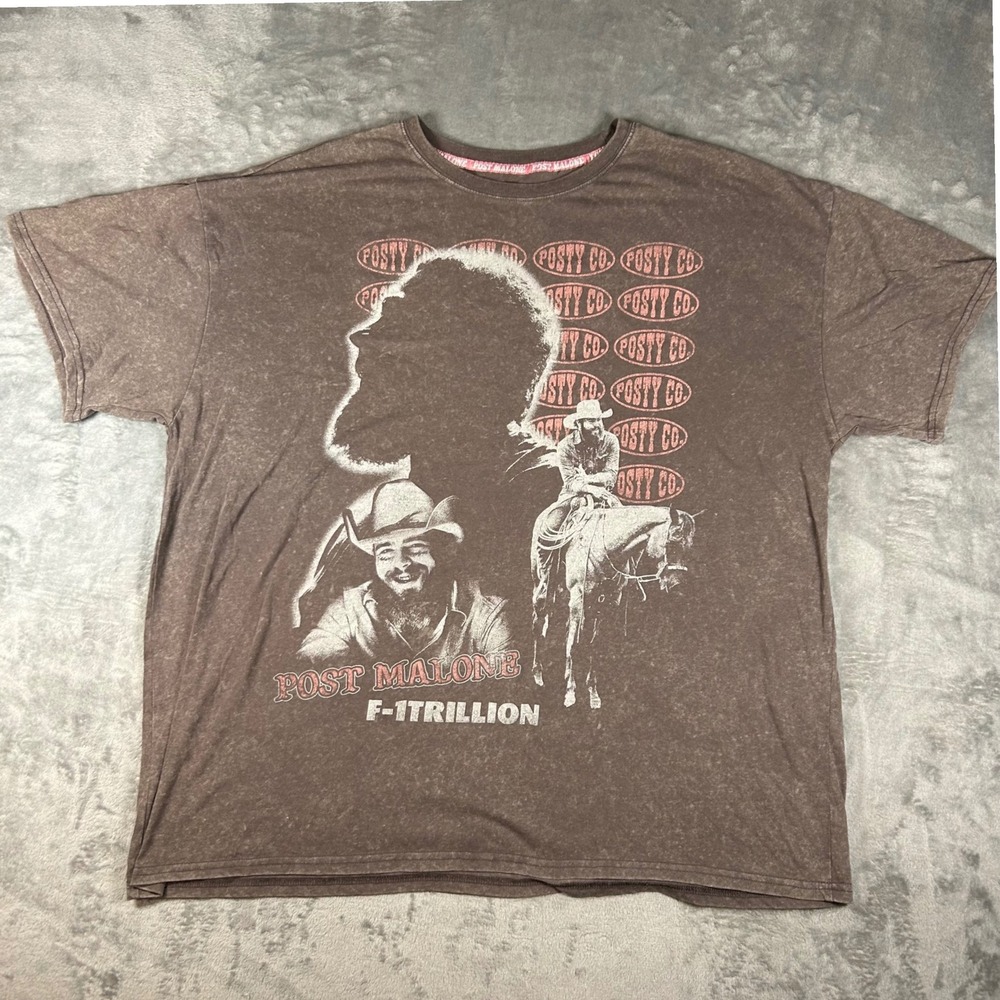 Post Malone F-1 Trillion Tour 2025 Shirt Posty Co Brown Graphic Tee XL